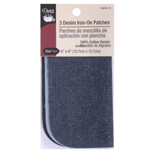 Dritz - Denim Iron-On Patches - 5" x 5" - 3 pc.