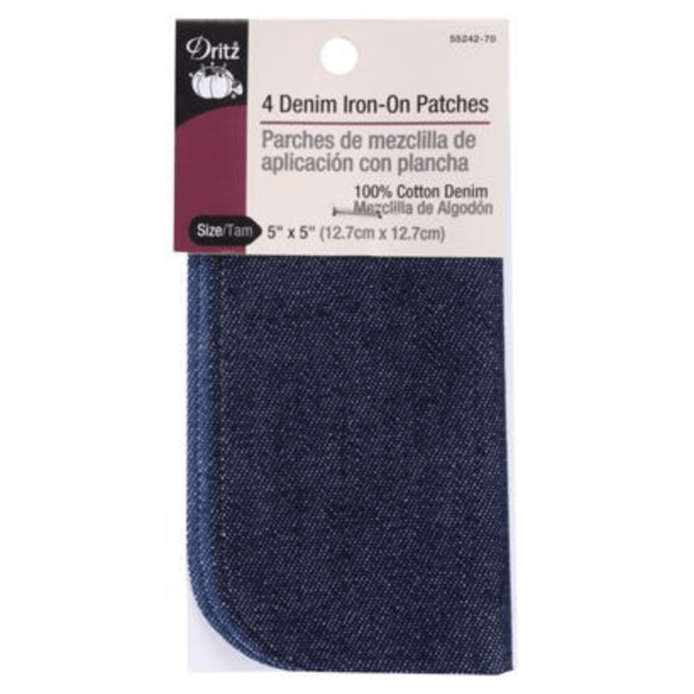 Dritz - Denim Iron-On Patches - 5" x 5" - 4 pc.