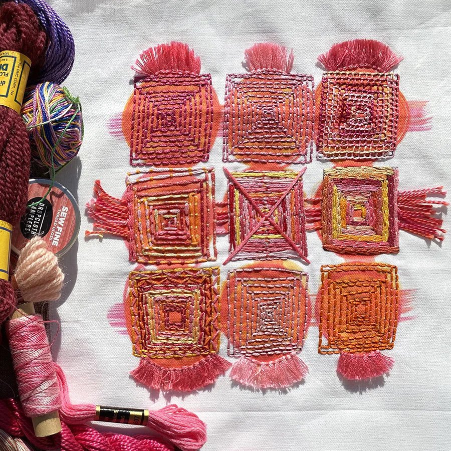 Dropcloth Samplers - Embroidery Sampler - Log Cabin